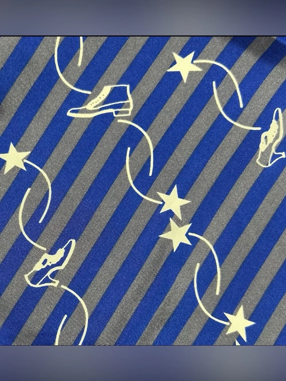 Vintage Bally Stars & Orchid Silk Scarf Blue Red Hand Rolled Made in Italy 34x34